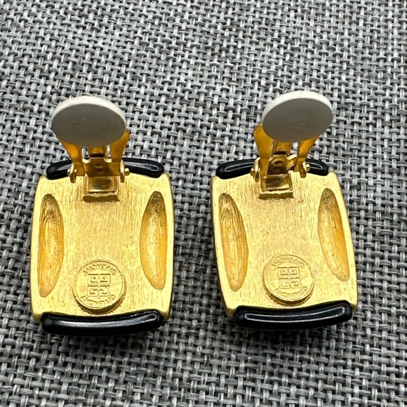 Vintage Rare Givenchy Lucite and gold tone metal Earrings Clip On 1980’s #372 - Picture 4 of 6